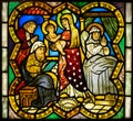 Nativity stained glass church window Royalty Free Stock Photo