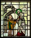 Nativity stained glass church window Royalty Free Stock Photo