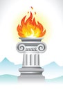 Ancient column and fire Royalty Free Stock Photo