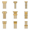 Ancient column icon set vector color Royalty Free Stock Photo