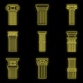 Ancient column icon set vector neon Royalty Free Stock Photo