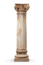 Ancient column or pillar. Ionic, Doric and Corinthian style architecture design. On white background. Generative Ai Royalty Free Stock Photo