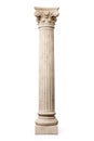 Ancient column or pillar. Ionic, Doric and Corinthian style architecture design. On white background. Generative Ai