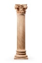 Ancient column or pillar. Ionic, Doric and Corinthian style architecture design. On white background. Generative Ai Royalty Free Stock Photo