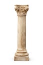 Ancient column or pillar. Ionic, Doric and Corinthian style architecture design. On white background. Generative Ai