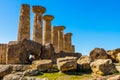 Ancient Columns building Architecture Of ruins of Greek Temple in Sicily