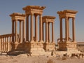 Ancient columns, girl, Palmyra