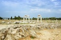 Ancient columns in Hierapolis city closeup,Turkey