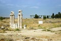 Ancient columns in Hierapolis city closeup,Turkey. Royalty Free Stock Photo