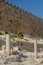 Ancient columns and Huldah Gates on the southern steps of the Temple Mount in the Old City of Jerusalem, Israel