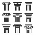 Ancient Columns Icon Set. Vector