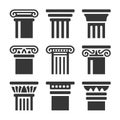 Ancient Columns Icon Set on White Background. Vector Royalty Free Stock Photo