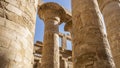 Ancient columns in the Karnak Temple of Luxor. Royalty Free Stock Photo