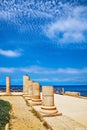 Ancient columns  in National Park Caesarea Royalty Free Stock Photo