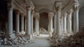 Ancient Columns in Ruined Hallway Royalty Free Stock Photo