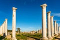 Ancient columns at Salamis, Greek and Roman archaeological site, Famagusta, North Cyprus Royalty Free Stock Photo
