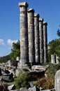Ancient columns at the temple of Athena in Priene, Turkey.