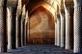 Ancient columns of the Vakil Mosque in Shiraz. Ancient monument of architecture of Iran