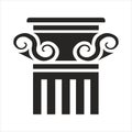 Ancient columns vector icon. Vector black column icons on white background