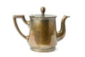 Ancient copper kettle isolated on white Royalty Free Stock Photo