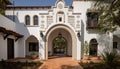 Ancient courtyard entrance showcases architecture, history, and spirituality generated by AI