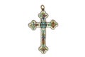 Ancient cross with handmade floral pattern of gems and beads