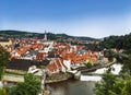 The ancient Czech town of Cesky Krumlov, View from above. Royalty Free Stock Photo