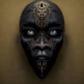 An Ancient Dark Wood African Mask with Intricately Carved Details