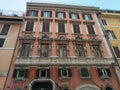 Ancient decorated facade building to Rome in Italy.