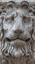 Ancient decoration element of scary lion head at roof of Basilica San Marco and Doge Palace in Venice, Italy