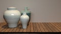 Ancient decorative ceramic vase in the form of a rustic clay pottery jug, 3d rendering high quality image