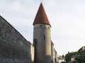 Ancient defensive towers lined up in a row