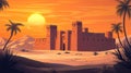Ancient Desert Castle at Sunset Royalty Free Stock Photo