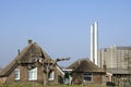 Ancient house and power plant, Zwolle Royalty Free Stock Photo