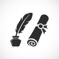 Ancient document and feather vector icon Royalty Free Stock Photo