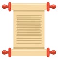 Ancient Document Illustration Paper Scroll Cartoon Style with Red Handles for Text Royalty Free Stock Photo