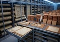 Ancient documents and scrolls in a historical archive with traditional writing tools Royalty Free Stock Photo