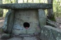 Ancient dolmen in the depths of the forest in the valley of the Pshada River in the Caucasus