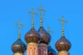 Ancient domes of the Orthodox Russian Church with crosses Royalty Free Stock Photo