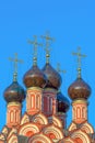 Ancient domes of the Orthodox Russian Church with crosses Royalty Free Stock Photo
