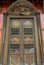 Ancient door designs,Antique wooden carved door from pashupatinath Royalty Free Stock Photo