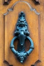 Ancient door knocker on a wooden door in Florence Royalty Free Stock Photo