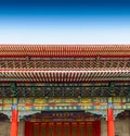 Ancient door and traditional Chinese Temple building Royalty Free Stock Photo