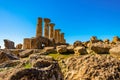 Ancient Doric Columns building Architecture Of ruins of Greek Temple in Sicily