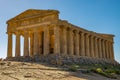 Ancient Doric Greek Temple of Concordia, Valley of Temples in Agrigento, Sicily Royalty Free Stock Photo