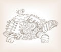 Ancient draft of mechanical turtle vector