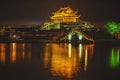 Ancient Dragon Pavilion Night Reflection Bridge Longting Park Kaifeng China