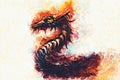 Ancient dragon and Softly blurred watercolor background