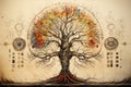 Ancient drawing of the Tree of Life Royalty Free Stock Photo