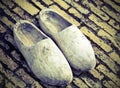 Ancient Dutch clogs made in wood Royalty Free Stock Photo